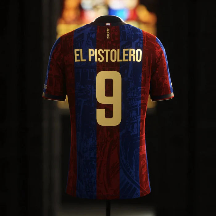 Camisa Barcelona Edição Especial Trio MSN El Pistoleiro 24/25 - Masculino + CHAVEIRO ESCLUSIVO