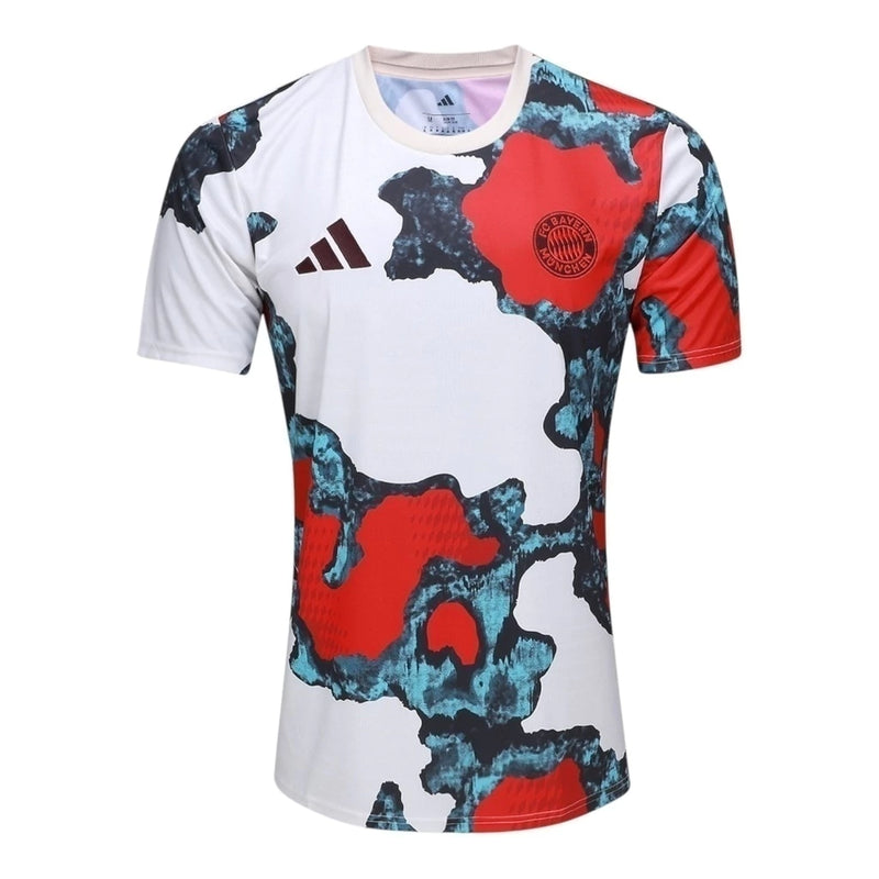 Camisa Bayern de Munique Pré-Jogo 25/26 Adidas - Branca e Vermelho